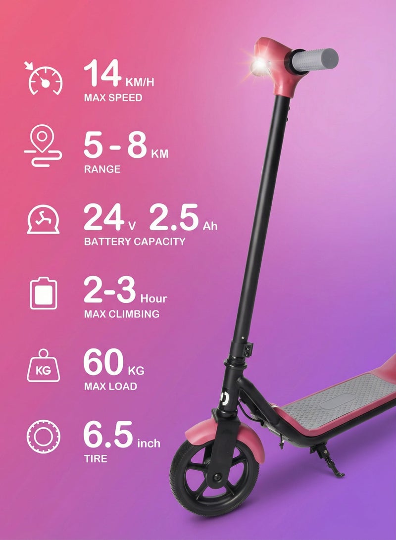 MAGIC VAULT Kids Electric Scooter with Bluetooth Speaker & LED Lights – Foldable E-Scooter for Boys Girls Ages 6-14, 14 km/h Speed, 24V Rechargeable Battery, LED Display, Electronic Brake, Adjustable Height, 6.5 Inch Wheels, RGB Colorful Deck Lights, Gift for Children – Grey - Image 4